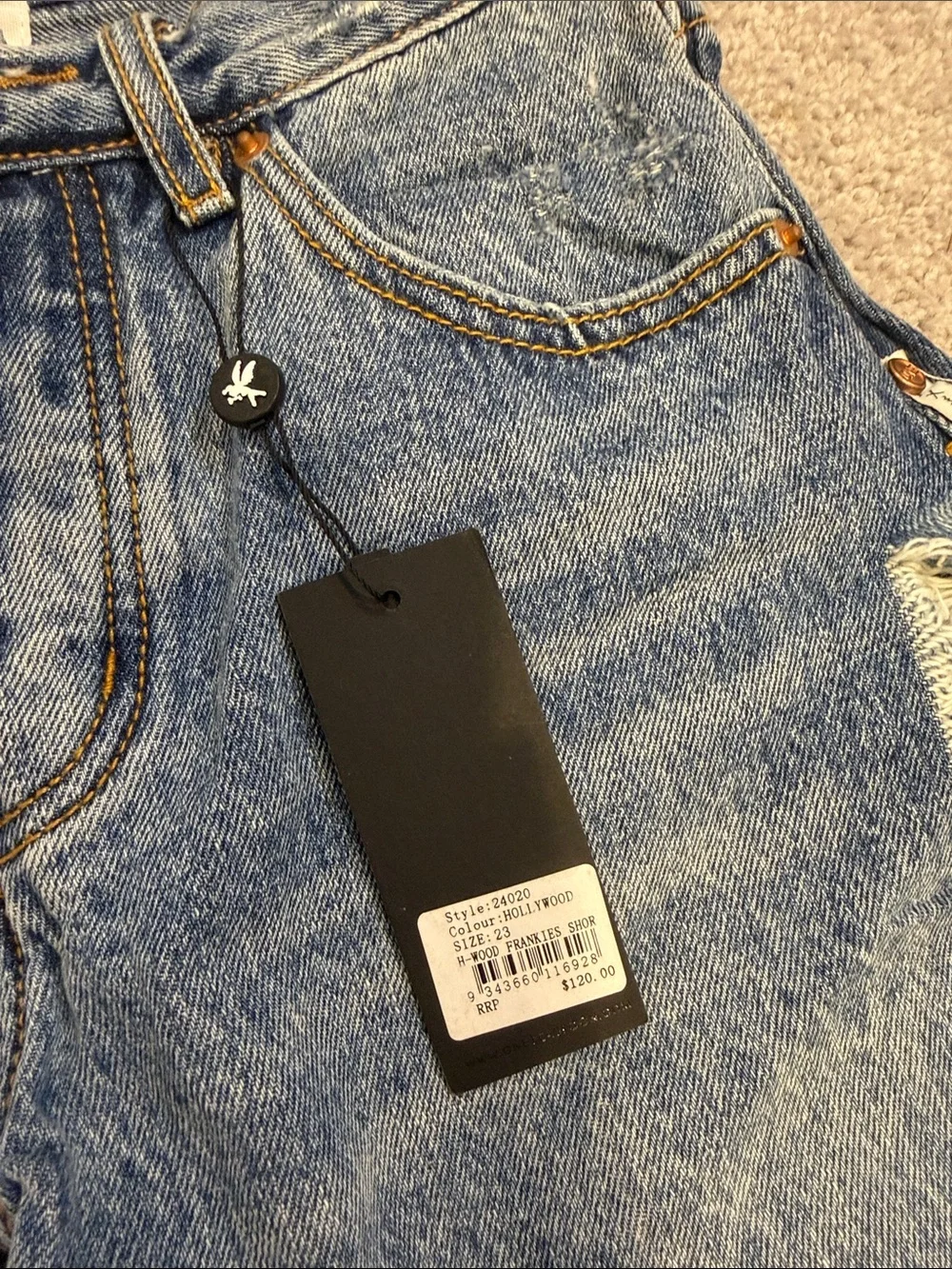 NWT One Teaspoon Frankies Low Waist Long Length Denim Shorts - Hollywood, 23